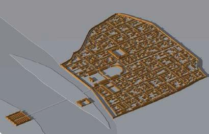 Ryc. 28. Model 3D castrum rzymskiego Kolonii na podstawie rysunku rekonstrukcyjnego miasta.