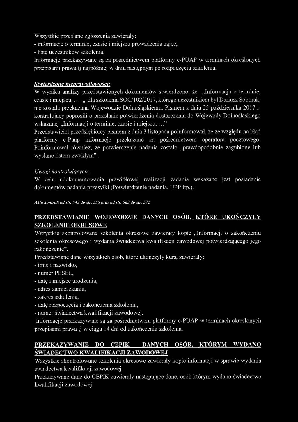 W wyniku analizy przedstawionych dokumentów stwierdzono, że Informacja o terminie, czasie i miejscu,.