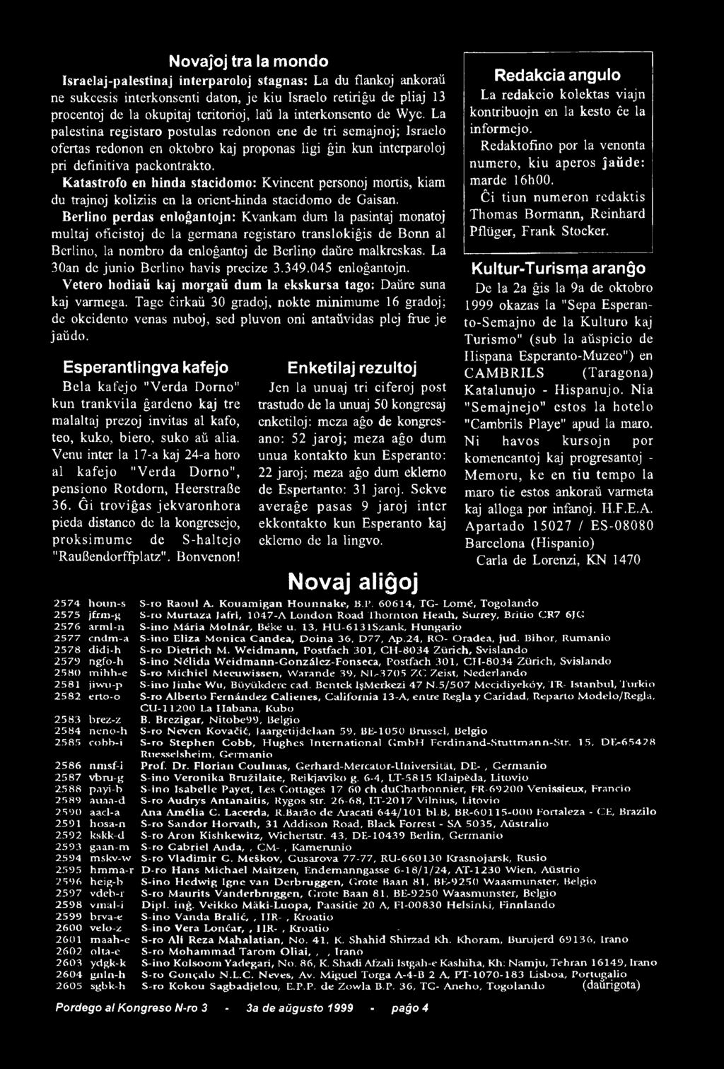 La 30an de junio Berlino havis precize 3.349.045 enloĝantojn. Vetero hodiaii kaj morgaŭ dum la ekskursa tago: Daze suna kaj varmega.