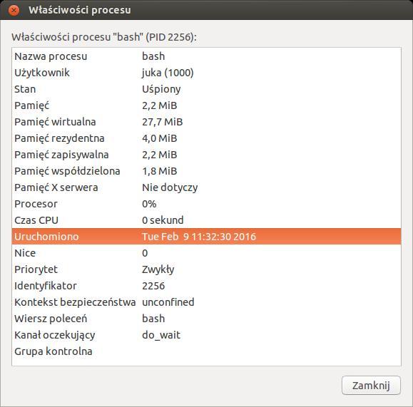 Przykład 1-4 Atrybuty procesu
