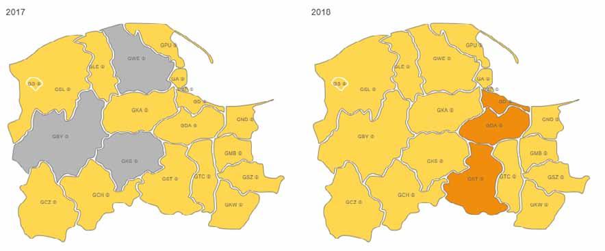 Barometr zawodów 2018 Dwa inne zawody związane z transportem i spedycją kierowcy autobusów oraz magazynierzy również są deficytowe w zdecydowanej większości powiatów (18).
