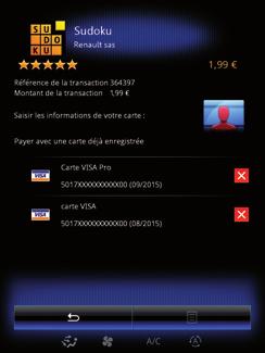 R-LINK STORE (5/5) Zakup Uwaga: aby móc usunąć dane bankowe, pojazd należy podłączyć do sieci komórkowej. Uwaga: dane bankowe nigdy nie są zapisywane z poziomu pojazdu.