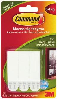 441,08 Haczyki Command Zapomnij o gwoździach, śrubokrętach czy wiertarkach z Command haczyki można