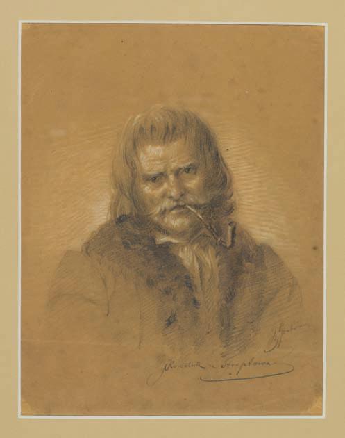 44. Andrzej grabowski (1833-1886) Praca dwustronna: POrTreT CHłOPCA Akwarela, kredka, papier, 26,5 x 20,5 cm, sygn. p.d.: 1862 r.