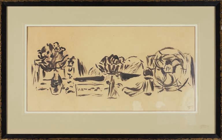 61. Wacław taranczewski (1903-1987) MArTWA natura Tempera na podrysowaniu ołówkiem, papier, 32 66 cm w świetle passe-partout sygn. p.d.: T. 4.
