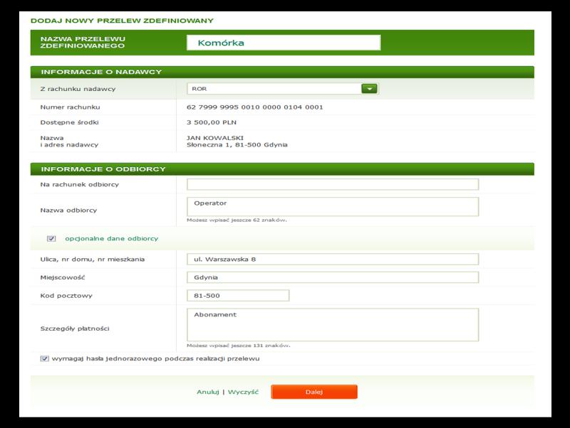 W celu wykonania polecenia przelewu do Urzędu Skarbowego lub organu celnego postępuj zgodnie z poniższą instrukcją: Po zalogowaniu się do Serwisu internetowego wybierz zakładkę Przelewy >> Do Urzędu