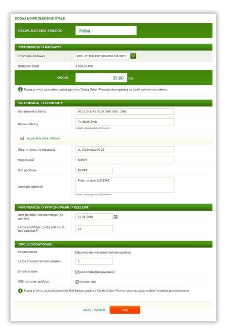 Jeżeli chcesz zdefiniować nowy szablon przelewu zdefiniowanego, postępuj zgodnie z poniższą instrukcją: Po zalogowaniu się do Serwisu internetowego wybierz zakładkę Przelewy >> Przelewy zdefiniowane