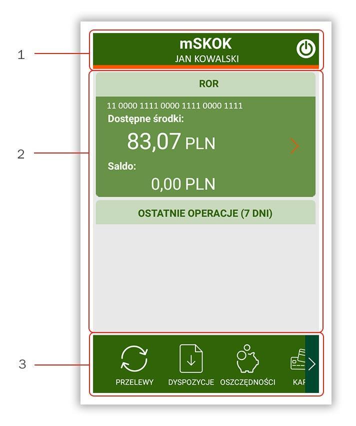 Bloki strony startowej znajdziesz w nich informację o wysokości dostępnych środków i salda na rozliczeniowym rachunku płatniczym wraz z opcją umożliwiającą zapoznanie się z jego szczegółami oraz