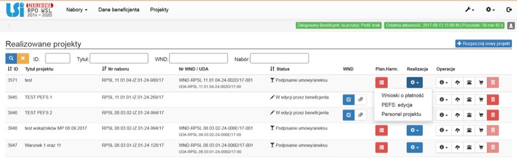 8. Jak rozpocząć wypełnianie danych w module PEFS?