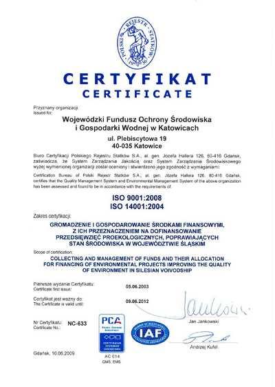 Model systemu zarządzania środowiskowego Funduszem Certyfikaty