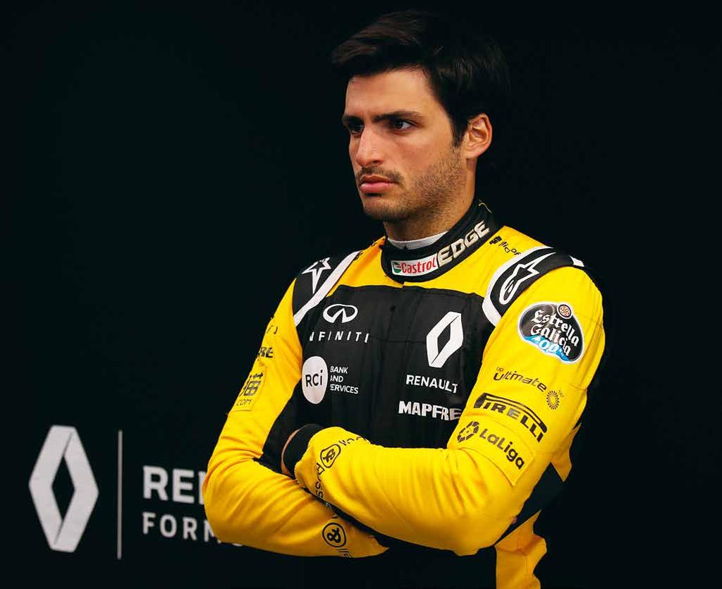 Carlos SAINZ Koszulka męska ekipy technicznej 96 % bawełna, 4 % elastan Dzianina 180 g/m² Dekolt okrągły Przyjemna w noszeniu, elastyczna i miękka w dotyku Dołączył do Teamu Renault Sport Formula One
