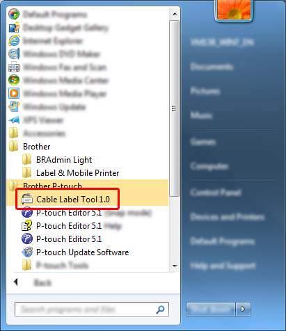 8 Jak korzystać z narzędzia Cable Label Tool (tylko komputery z systemem Windows ) 8 Uruchamianie narzędzia Cable Label Tool 8 a Uruchom narzędzie Cable Label Tool.