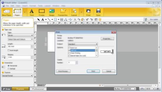 Jak korzystać z aplikacji P-touch Editor Drukowanie przy użyciu aplikacji P-touch Editor 9 Tryb Express Ten tryb pozwala szybko tworzyć układy zawierające tekst i obrazy.