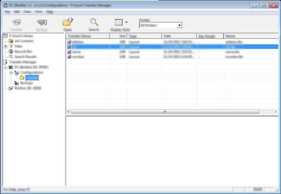Jak korzystać z programów P-touch Transfer Manager i P-touch Library (tylko komputery z systemem Windows ) Ilość wolnego miejsca w pamięci przysyłanych plików można sprawdzić, drukując raport