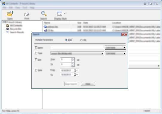 Jak korzystać z programów P-touch Transfer Manager i P-touch Library (tylko komputery z systemem Windows ) Wyszukiwanie szablonów 10 Umożliwia wyszukiwanie szablonów zarejestrowanych w aplikacji