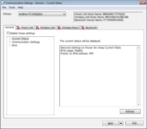 Zmiana ustawień urządzenia etykietującego P-touch Ustawienia komunikacji dla systemu Windows 5 Opcja [Ustawienia komunikacji] w Narzędziu do konfiguracji ustawień drukarki umożliwia wprowadzenie lub