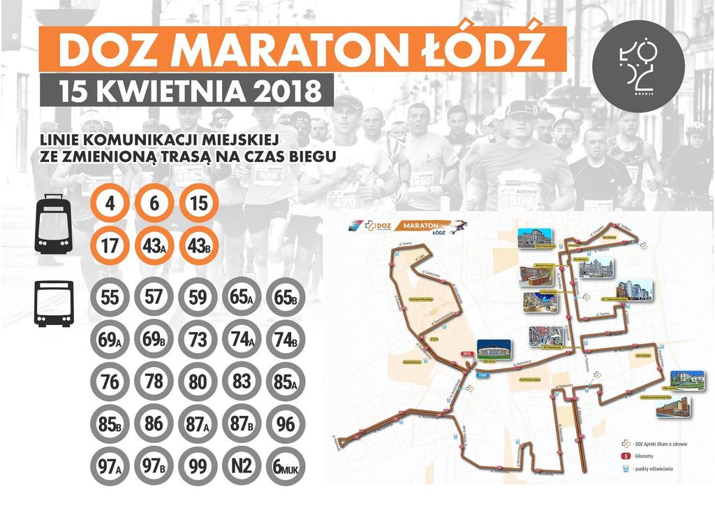 30-11-18 7/13 Zmienionymi trasami pojadą autobusy i tramwaje na poniższych liniach: 4, 6, 15, 17, 43A, 43B, 55, 57, 59, 65A, 65B, 69A, 69B,