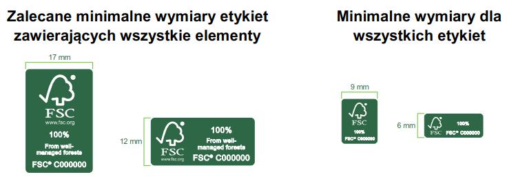 Wymiary i format etykiet produktowych Etykiety produktowe FSC mogą być wykorzystywane w formacie pionowym lub poziomym.