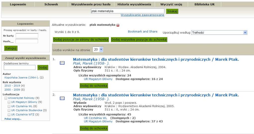 Krok drugi - wyszukiwanie publikacji w katalogu on-line poprzez opcję wyszukiwanie proste W sytuacji, gdy nie znamy pełnego tytułu publikacji, warto