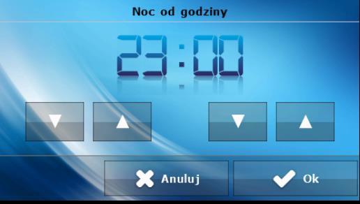 TECH Noc od godziny oraz Dzień od godziny W dalszej części menu ekranu można zadeklarować, w jakich godzinach sterownik przejdzie do trybu nocnego (Noc od godziny) a także powróci do trybu dziennego