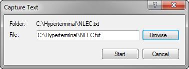 txt.-plik z danymi NLEC zachować utworzyć połączenie pomiędzy wyświetlaczem i komputerem. Patrz Podłączenie komputera na stronie 66. HyperTerminal otworzyć i utworzyć połączenie.