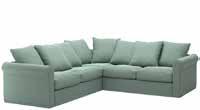 Projekt: Francis Cayouette. S182/235 G98, W104 cm. Inseros jasnobrązowy 692.553.91 GRÖNLID sofa 4-osobowa z szezlongiem 3499,- Pokrycie: 100% bawełna.