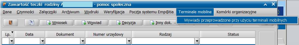 Współpraca z terminalem mobilnym System Pomost umożliwia współpracę z terminalem mobilnym, otrzymanym przez Jednostkę Terenową w ramach projektu Emp@tia i służącym do przeprowadzania wywiadów