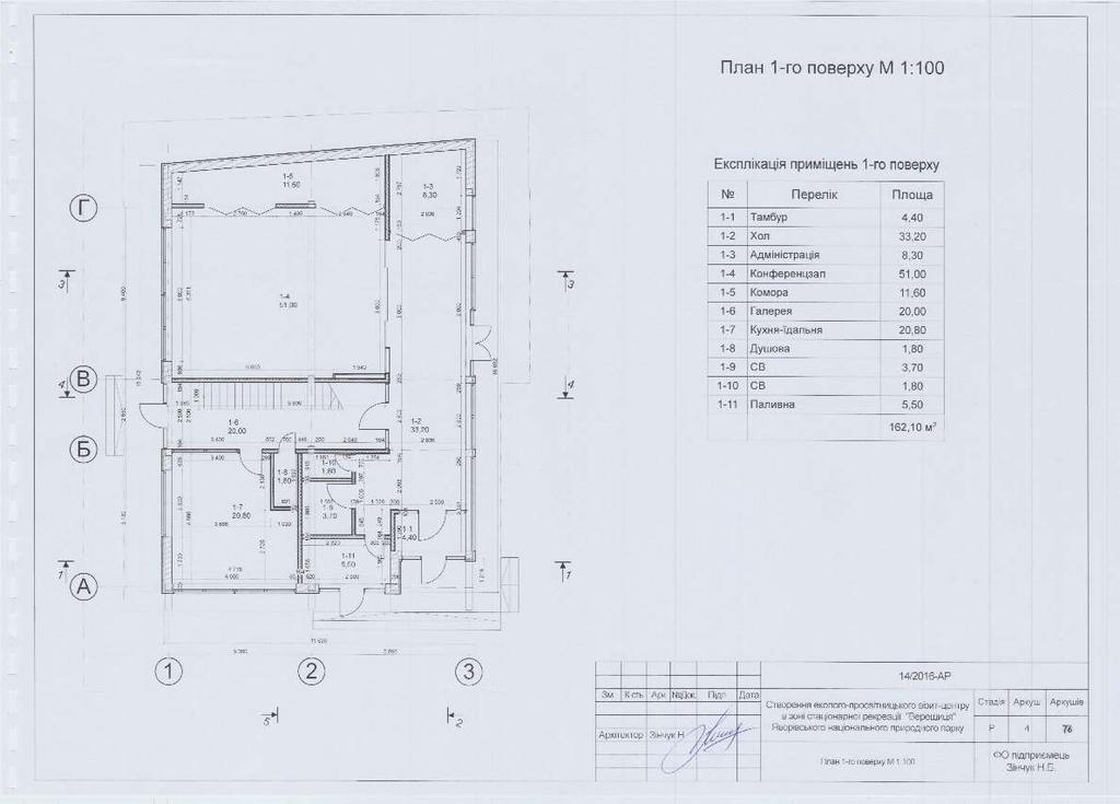 Projekt Centrum Edukacji Ekologicznej w JPPN Opis techniczny obiektu: Powierzchnia działki - 1,69 ha, liczba pięter 2, kubatura - ok 1540 m 3, całkowita powierzchnia pomieszczeń (użytkowa) ok.