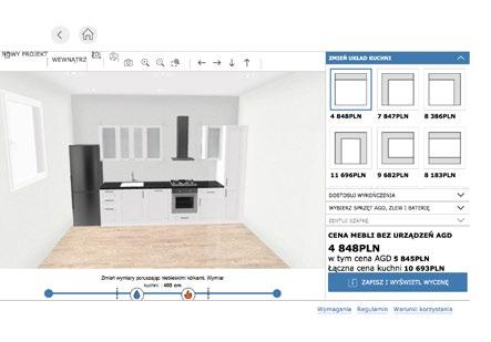 2 Wybierz z galerii ulubioną aranżację i wprowadź do programu wymiary swojej kuchni. 4 Kliknij Wyświetl kuchnię i jej cenę, wybierz odpowiedni układ kuchni i poznaj wstępną wycenę. 1.