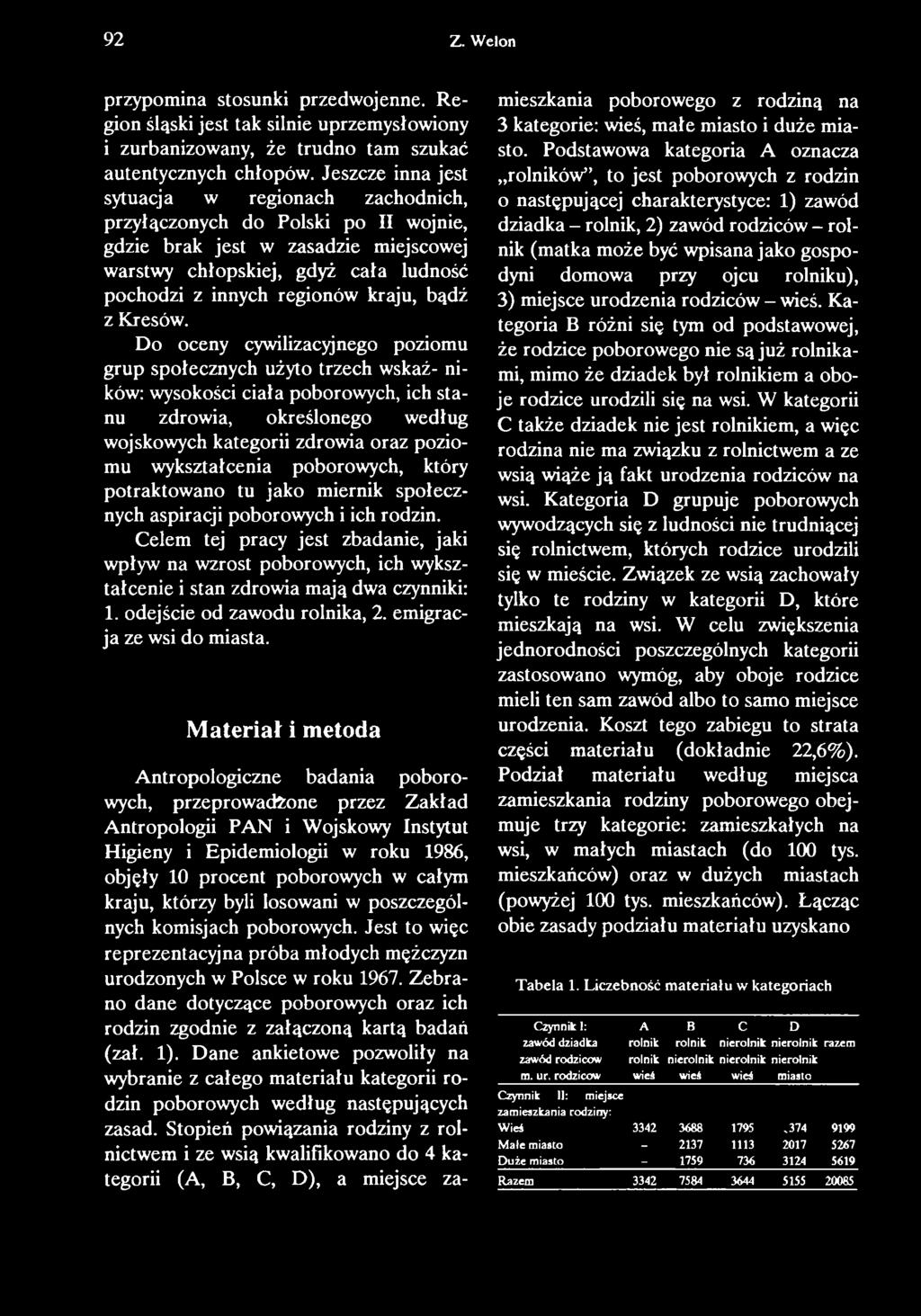 poborowych, który potraktowano tu jako miernik społecznych aspiracji poborowych i ich rodzin.