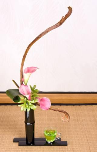 (Od kolorystyki i ilości kwiatów ważniejsza jest linearność kompozycji) Filozofia towarzyszy ikebanie aż do czasów dzisiejszych.