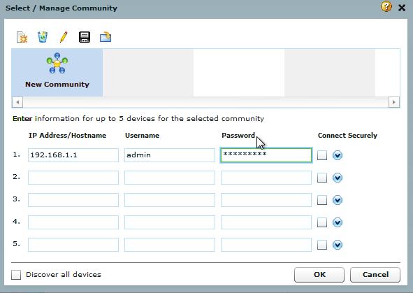 c. Gdy CCP wystartuje wyświetli się okno dialogowe (dialog box) Select / Mange Community.