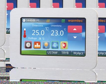 Wprowadzenie Wyświetlacz - funkcje Elektroniczny regulator temperatury WARMTEC WTS - z możliwością zdalnego sterowania systemem grzewczym za pomocą smartfonu lub tabletu.