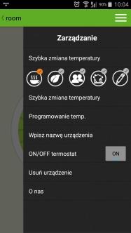 9 Zarządzanie termostatem wts przez aplikację My E-thermostat Menu