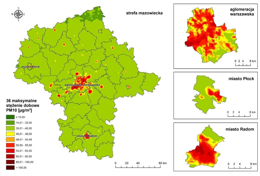 Jakość powietrza w woj. mazowieckim Tab. Zanieczyszczenia dla których normy jakości powietrza zostały przekroczone w 2017 r.