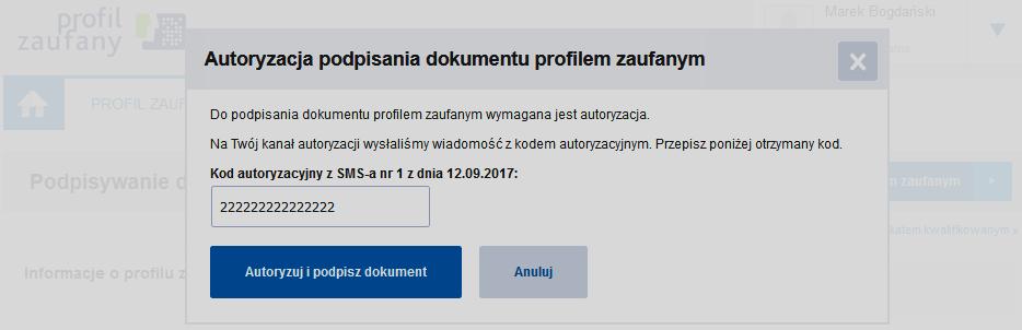 4. W przypadku prawidłowego podpisania konta zostanie wyświetlony komunikat potwierdzający prawidłową