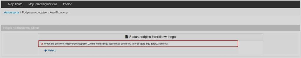 Zatwierdzenie zmiany musi zostać wykonana tym samym podpisem jaki jest przypisany do konta.