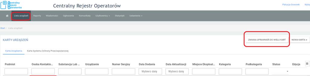 10 Nadawanie i odbieranie uprawnień do karty dla osób kontaktowych Nadawanie uprawnień do kart odbywa się w trybie podglądu karty lub poprzez opcję Zmiana uprawnień do wielu kart, która znajduje się