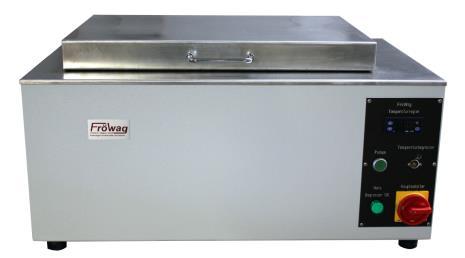 komory wewnętrznej: 620x410x260 mm Wymiary zewnętrzne: 840x570x380mm Waga: 46 kg Oferujemy również łaźnie o pojemości około 220 i 180 litrów. ŁAŹNIA WODNA DO PRÓB MARSHALLA I PIKNOMETRÓW [1.