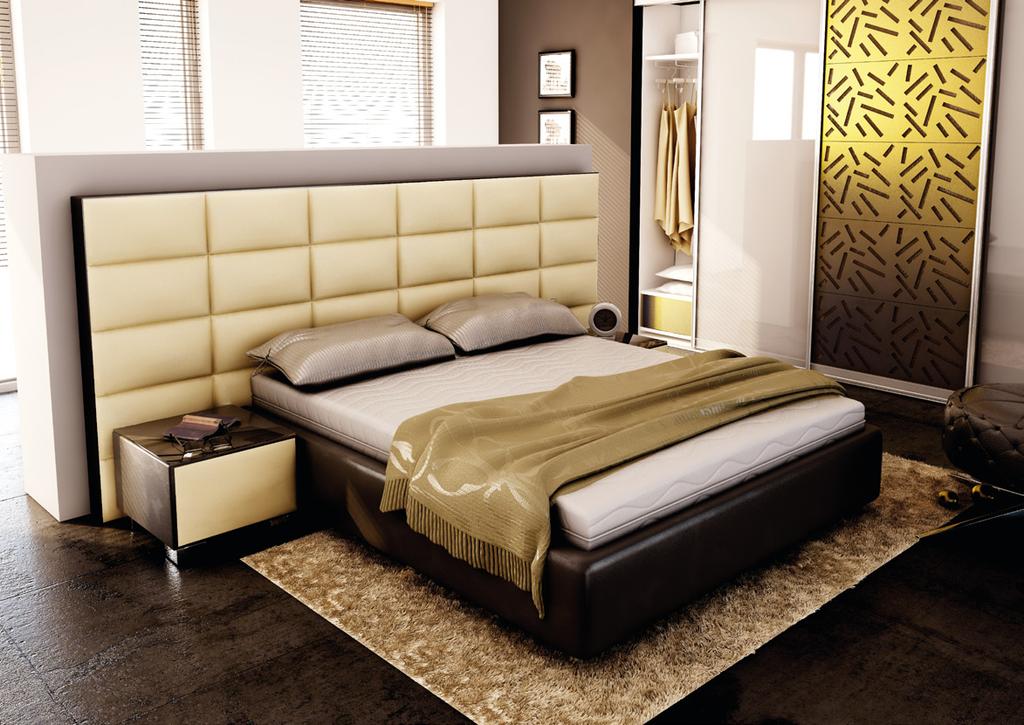 bankietka bed with container for bedding (available in 4 sizes), a modern headboard composed of