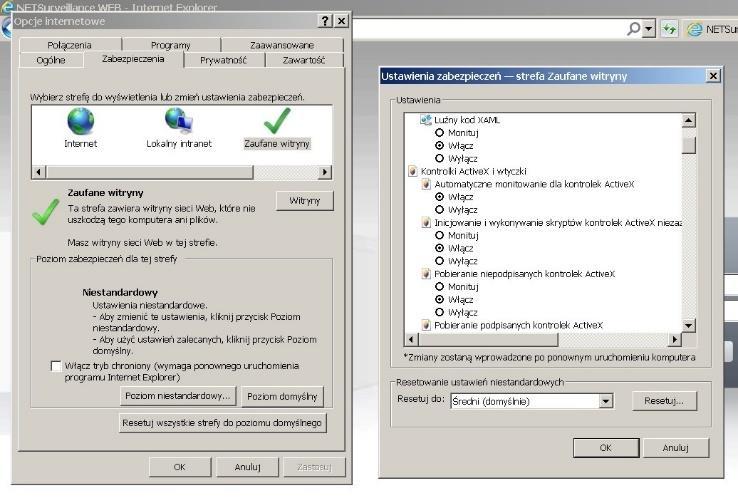 net/ W celu poprawnego działania witryny, należy dodać powyższy adres do zaufanych witryn oraz włączyć wszystkie formanty ActiveX Dodatkowo dodaję się adres IP do Ustawień