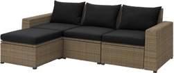 Sofa 3-osobowa z podnóżkiem. 2399,- (392.527.04) Wymiary: S223 G82 W80 cm. Wysokość siedziska 43 cm. SOLLERÖN podłokietniki, brązowy, 2 szt. 103.864.50 1 szt. SOLLERÖN sekcja pojedyncza, brązowy 603.