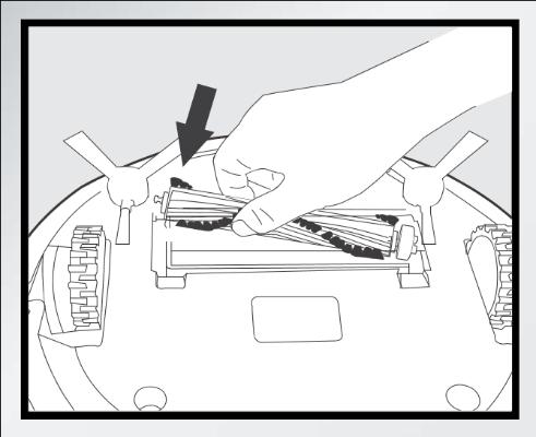 Nacisnąć oba przyciski na końcówce ssania bezpośredniego i zdjąć końcówkę. Założyć szczotkę główną na spodzie urządzenia. Dopasować zaczepy końcówki szczotki głównej do otworów na spodzie urządzenia.