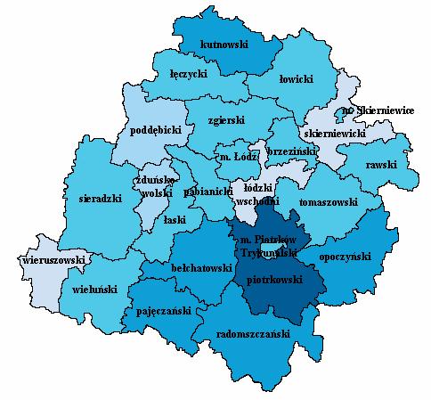 powiatach województwa łódzkiego. Rysunek 23.