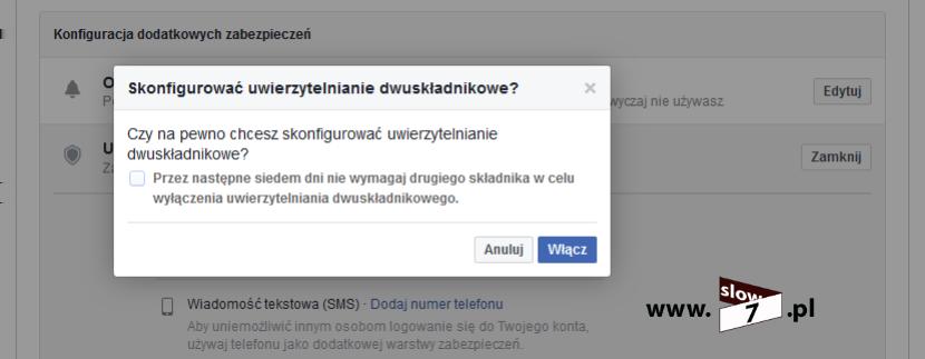 przeprowadzenie wprowadzenia dodatkowego kodu celem dokończenia procesu logowania.