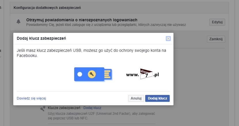 Po podłączeniu klucza i przytrzymaniu
