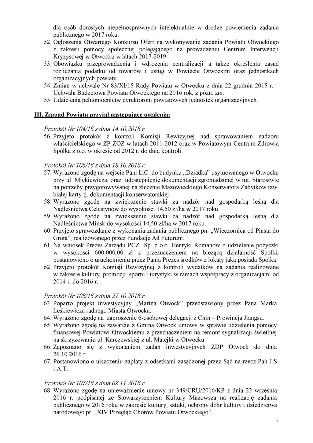 dla osób dorosłych niepełnosprawnych intelektualnie w drodze powierzenia zadania publicznego w 2017 roku. 52.
