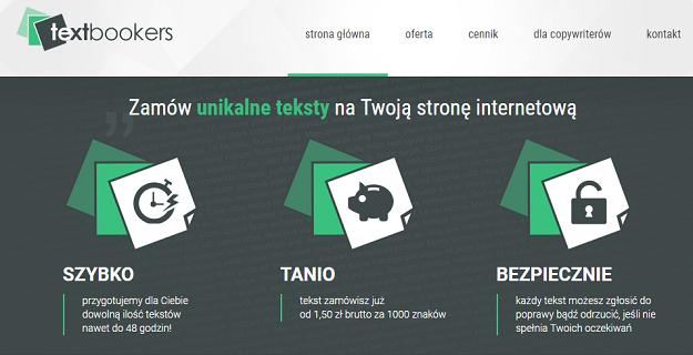 Nie masz czasu na tworzenie unikalnej treści? Możesz zamówić teksty tematyczne i specjalistyczne przez platformę TextBookers z realizacją zamówienia nawet w 48 h.