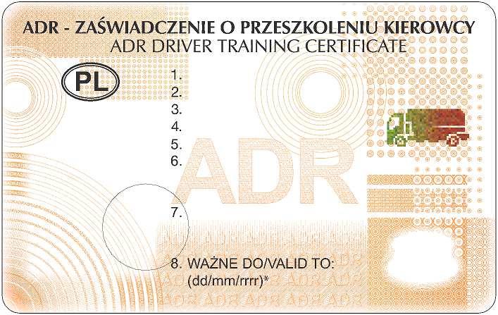 I. WZÓR ZAŚWIADCZENIA ADR Dziennik Ustaw 7 Poz. 683 Załącznik nr 2 I.