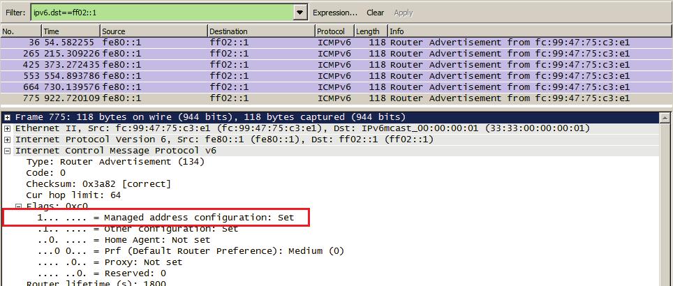 *Mar 5 16:42:39.779: option DNS-SERVERS(23), len 16 *Mar 5 16:42:39.779: 2001:DB8:ACAD:A::ABCD *Mar 5 16:42:39.779: option DOMAIN-LIST(24), len 26 *Mar 5 16:42:39.